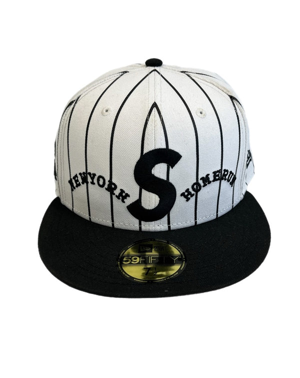 シュプリーム SUPREME Homerun S Logo New Era ホームラン Sロゴ ストライプ ベースボール ニューエラ 白 黒 帽子 メンズ帽子 キャップ ホワイト 101hat-163