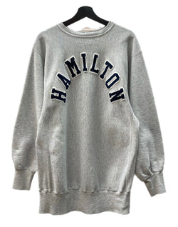 チャンピオン Champion 90s 90年代 刺繍タグ REVERSE WEAVE リバースウィーブ  USA製 HAMILTON カレッジ アーチロゴ 刺繍 ワッペン 灰色 スウェット 刺繍 グレー 2XLサイズ 104MT-2283