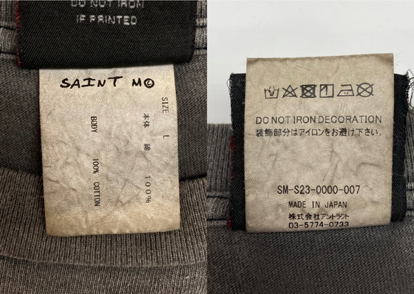 セントマイケル SAINT MICHAEL 23SS SS TEE / STAR MARIA マリア Tシャツ ダメージ加工 エイジング 半袖  SM-S23-0000-007 Tシャツ プリント グレー Lサイズ 104MT-2006