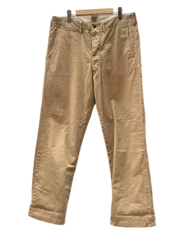 ダブルアールエル RRL OFFICER CHINO オフィサーズ チノ ボタンフライ フィールドチノ Ralph Lauren 薄茶 無地 チノパン ベージュ サイズ 33/32 104MB-381