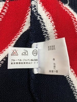 バルマン BALMAIN DAMAGE KNIT ダメージ ニット ユニオンジャック ショルダーボタン ダメージ加工 クルーネック 国旗 白 赤 紺 セーター 総柄 レッド Sサイズ 104MT-1082