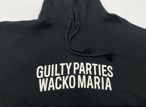 ワコマリア WACKO MARIA GUILTY PARTIES MIDDLE WEIGHT PULLOVER HOODED SWEAT SHIRT プルオーバー ロゴ フーディ パーカ プリント ブラック Lサイズ 104MT-2139