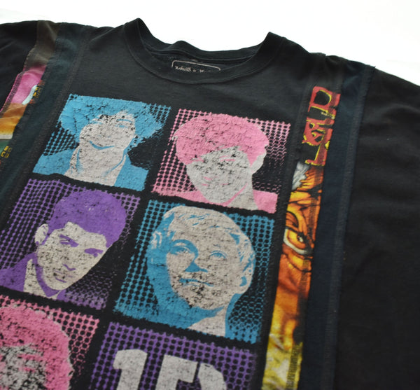 ニードルス Needles リメイク 再構築 バンド プリント ドッキング 半袖Tシャツ カットソー 黒 1 Tシャツ ブラック 103MT-2333