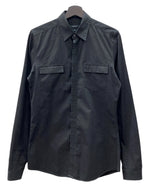 グッチ GUCCI DRESS SHIRT ドレス シャツ フラップポケット ボタン スリム 比翼 長袖 黒 322331 21131 サイズ 38 長袖シャツ 無地 ブラック 104MT-2323