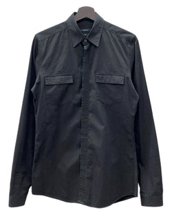 グッチ GUCCI DRESS SHIRT ドレス シャツ フラップポケット ボタン スリム 比翼 長袖 黒 322331 21131 サイズ 38 長袖シャツ 無地 ブラック 104MT-2323