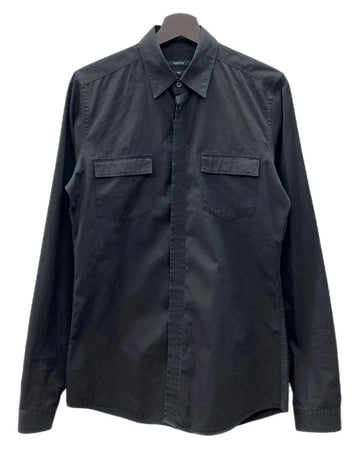 グッチ GUCCI DRESS SHIRT ドレス シャツ フラップポケット ボタン スリム 比翼 長袖 黒 322331 21131 サイズ 38 長袖シャツ 無地 ブラック 104MT-2323