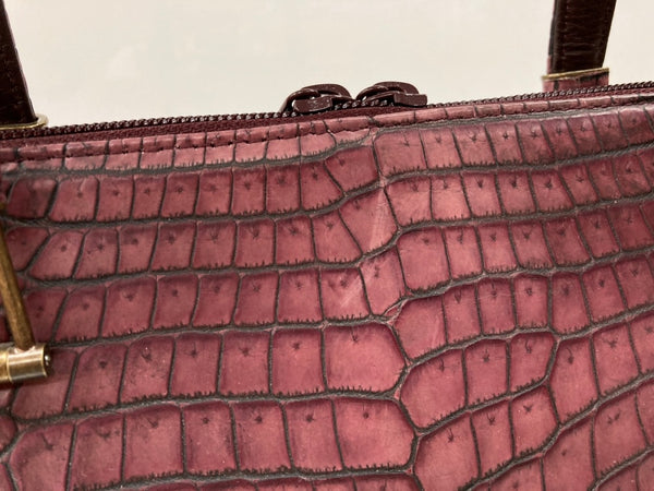 クロコダイル Crocodile アスカ 明日香 ASUKA JRA認定 トートバッグ 肩掛け マットクロコ 本革 チャーム付 カードケース付 日本製 155 BORDEAUX ボルドー PURPLE 紫 バッグ レディースバッグ ハンドバッグ ワインレッド 104B-70