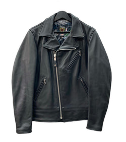 ステューシー STUSSY Schott ショット コラボ ダブル ライダース レザー 革ジャン カウレザー 牛革 USA製 黒 7516 サイズ 38 ジャケット 無地 ブラック 104MT-2076