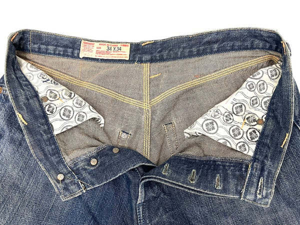 ヤマネ YAMANE カモメ＆ドクチん刺繍 デニム LOT5044 デニム ブルー 34×34 601MB-3