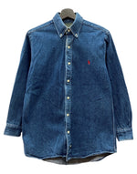 ラルフローレン RalphLauren POLO COUNTRY 90s BUTTONDOWN DENIM SHIRT ボタンダウン デニム シャツ 長袖 インディゴ 青 長袖シャツ ロゴ ブルー Sサイズ 104MT-2263