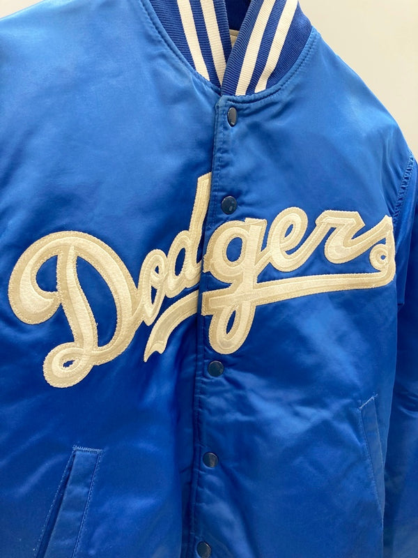 スターター STARTER MLB Dodgers ドジャース スタジャン  US古着 ナイロンジャケット ワッペン ジャケット ロゴ ブルー Mサイズ 101MT-2376