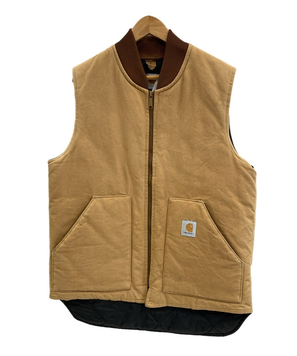 カーハート Carhartt USA製 ダッグベスト DUCK VEST 首リブ LARGE TALL ベスト ベージュ Lサイズ 101MT-3582