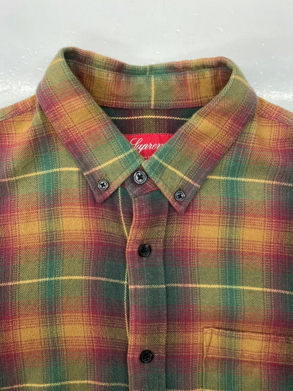 シュプリーム SUPREME 15SS Shadow Plaid Flannel Shirt シャドー プラッド フランネル シャツ ボタンダウン 胸ポケット 長袖シャツ チェック マルチカラー Sサイズ 104MT-779