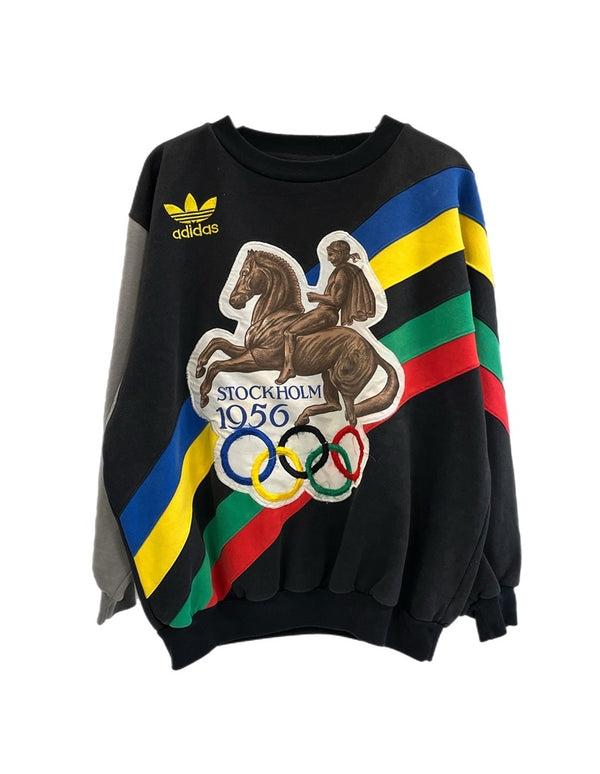 アディダス adidas 90s 90's 銀タグ OLD adidas 1956 STOCKHOLM OLYMPIC ヴィンテージ スウェット マルチカラー Lサイズ 101MT-5319