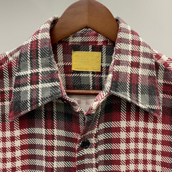 【曜日割引対象外】 ヴィンテージ vintage Sears 70's プリントネルチェックシャツ 長袖シャツ レッド 201MT-4675 VB