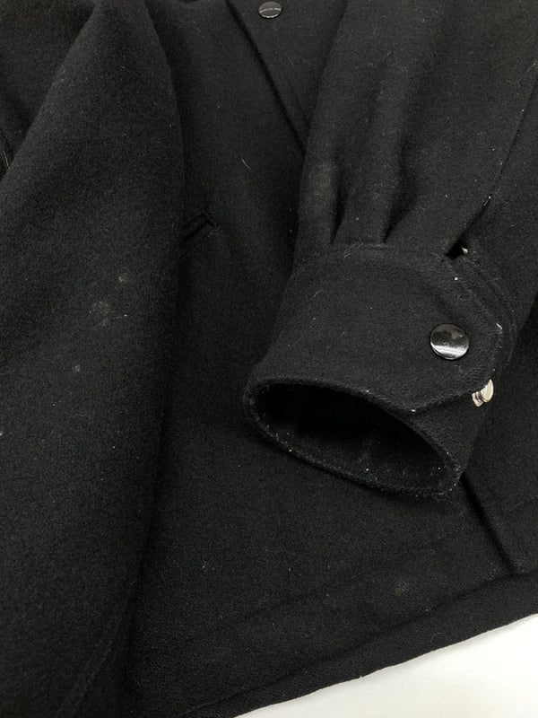キャリー CALEE WOOL MELTON COACH JACKET ウール メルトン コーチ ジャケット ボタン 裏キルティング アウター 黒 ジャケット ロゴ ブラック XLサイズ 104MT-2146