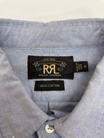 ダブルアールエル RRL BUTTONDOWN OXFORD SHIRT ボタンダウン オックスフォード シャツ 長袖 インパクト21 Ralph Lauren 青 HS-RL-HM-4684 長袖シャツ 無地 ブルー Mサイズ 104MT-2248