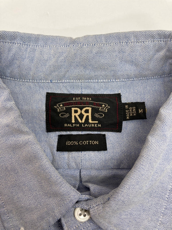 ダブルアールエル RRL BUTTONDOWN OXFORD SHIRT ボタンダウン オックスフォード シャツ 長袖 インパクト21 Ralph Lauren 青 HS-RL-HM-4684 長袖シャツ 無地 ブルー Mサイズ 104MT-2248