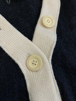 カンサイヤマモト KANSAI YAMAMOTO 山本寛斎 ヴィンテージ ニットワンピース ボーダー Vネック ドッキングデザイン 日本製 レトロ ワンピース ブラック Mサイズ 101LT-167