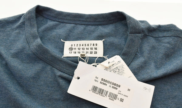 メゾンマルジェラ  Maison Margiela ロゴ刺繍 半袖Tシャツ 青 S50GC0659 50 Tシャツ ロゴ ブルー 103MT-446