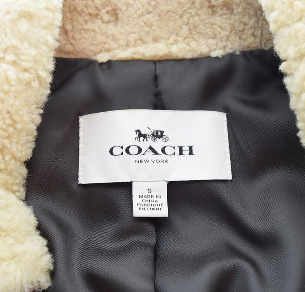 コーチ COACH レザー フライト ジャケット LEATHER FLIGHT JACKET 襟ボア やぎ革  S ジャケット ブラウン 103MT-3449