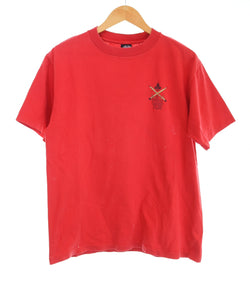 ステューシー STUSSY 90's オールド ステューシー OLD STUSSY 92 STUSSY TRIBE 袖裾 シングルステッチ MADE IN USA 黒タグ L Tシャツ レッド 103MT-3392