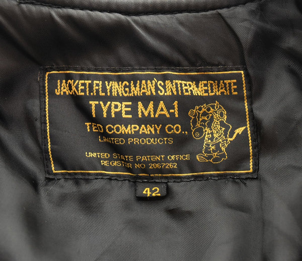 テッドマン TEDMAN TED COMPANY TYPE MA-1 LEATHER レザー MA1 RED DEVIL 豚革 42 ジャケット ブラック 103MT-2195