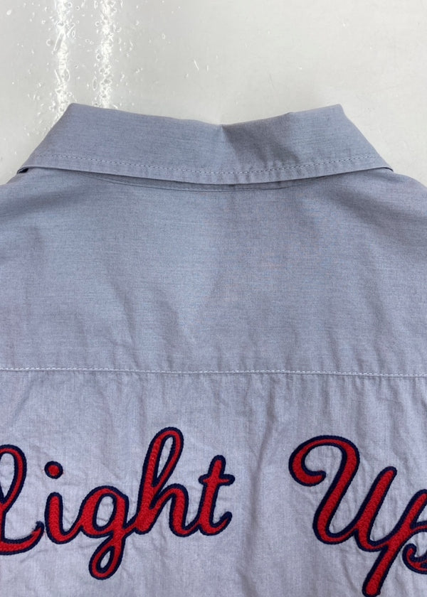 スタンダードカリフォルニア STANDARD CALIFORNIA SD WORK SHIRT ワーク シャツ ボーリング オープン チェーン刺繍 半袖 青 半袖シャツ ロゴ ブルー Lサイズ 104MT-1319