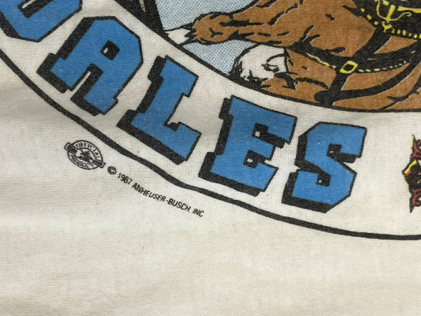 ヴィンテージ vintage 80's 80年代 Stedman Budweiser TEAM CLYDESDALES バドワイザー ビール 企業モノ 馬 MADE IN USA アメリカ製 XL Tシャツ ホワイト LLサイズ 101MT-4895