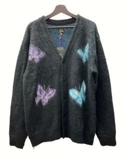 ニードルス Needles 21AW PAPILLON Mohair Cardigan モヘヤ カーディガン ナイロン ニット セーター フロントボタン 蝶 黒 J0365 カーディガン ロゴ ブラック Lサイズ 104MT-802