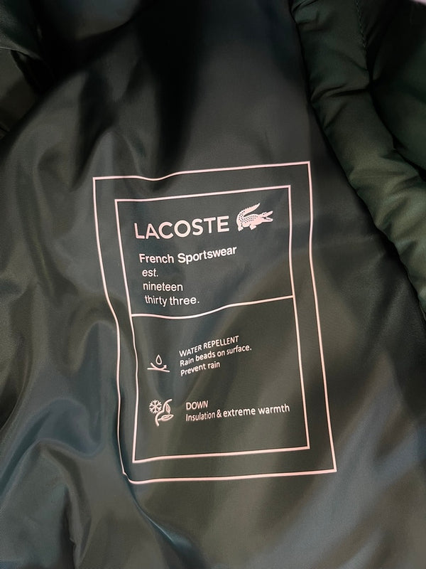 ラコステ LACOSTE バックステッチショートダウンジャケット 緑 BH4484 FR52 ジャケット グリーン 101MT-5011