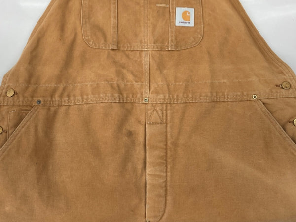 カーハート Carhartt DUCK OVERALL ダック オーバーオール ボタンフライ 裏キルティング 厚手 つなぎ オールインワン 茶 ロゴ つなぎ・オーバーオール ブラウン 104MB-313
