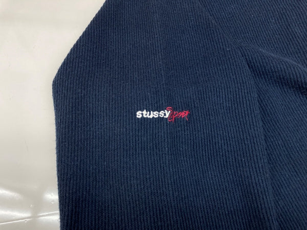 ステューシー STUSSY OLD 白タグ 90's 前期～中期 USA製 ヘンリーネック HENLEY NECK サーマル ワッフル 長袖 カットソー リブ NAVY 紺 ロンT 無地 ネイビー Lサイズ 104MT-1774
