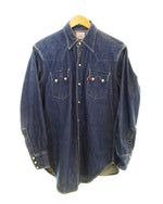 リーバイス Levi's DENIM WESTERN SHIRTS デニム ウエスタン シャツ ショートホーン 復刻 555 バレンシア 工場 97年製 90年代 90's 90s 長袖シャツ ブルー 103MT-1699