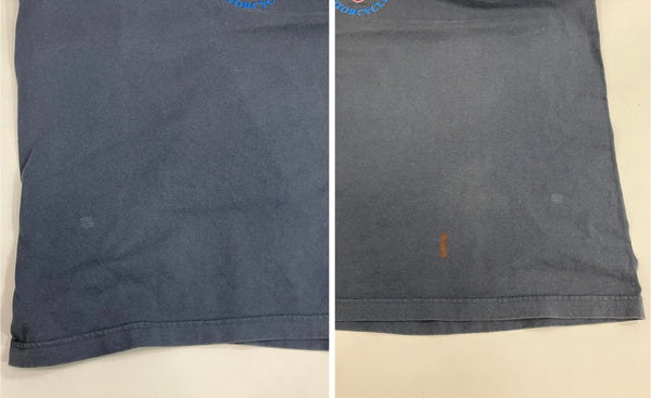 ハーレーダビッドソン Harley-Davidson 00's MORTERCYCLE イーグル モーターサイクル バイク バーアンドシールドロゴ 両面 プリント XL ノースリーブ ブルー LLサイズ 101MT-4537