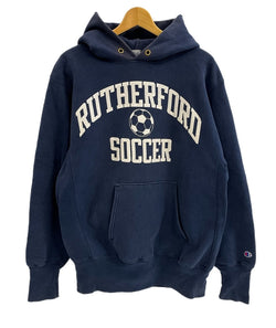 チャンピオン Champion 90s～ ヴィンテージ vintage 刺繍タグ リバースウィーブ REVERSE WEAVE US古着 サッカー 3段プリント パーカ ネイビー Lサイズ 101MT-4159