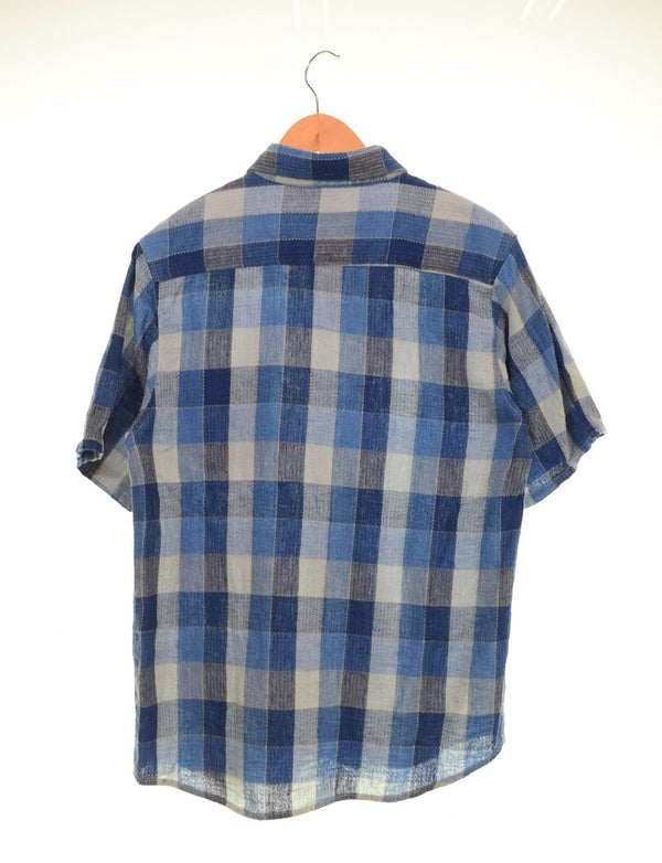 ブルートリック Blue Trick 刺子パッチワークシャツ コットンリネン No.4068 3 半袖シャツ ブルー 103MT-2998