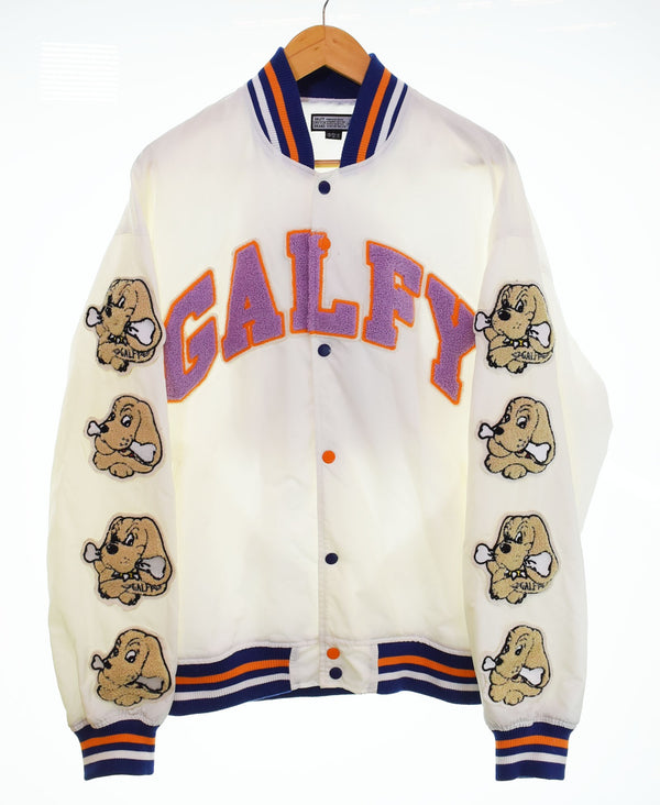ガルフィー GALFY ナイロン スタジャン チーム ジャケット ワッペン わんわん大学 NYLON STUDIUM JAKCET VERCITY JACKET TEAM JACKET 121002 L ジャケット ホワイト 103MT-2845