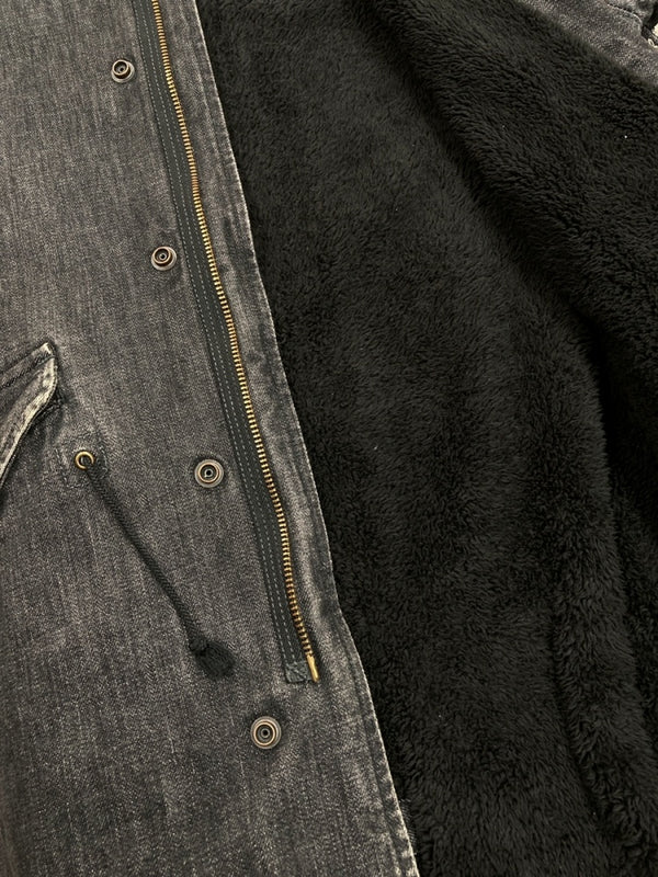 桃太郎ジーンズ MOMOTARO JEANS Denim Mods Boa Coat デニム モッズ ボア コート M-51 UNIVERSAL ZIP アウター デニム研究所 黒 サイズ 40 ジャケット ライン ブラック 104MT-648