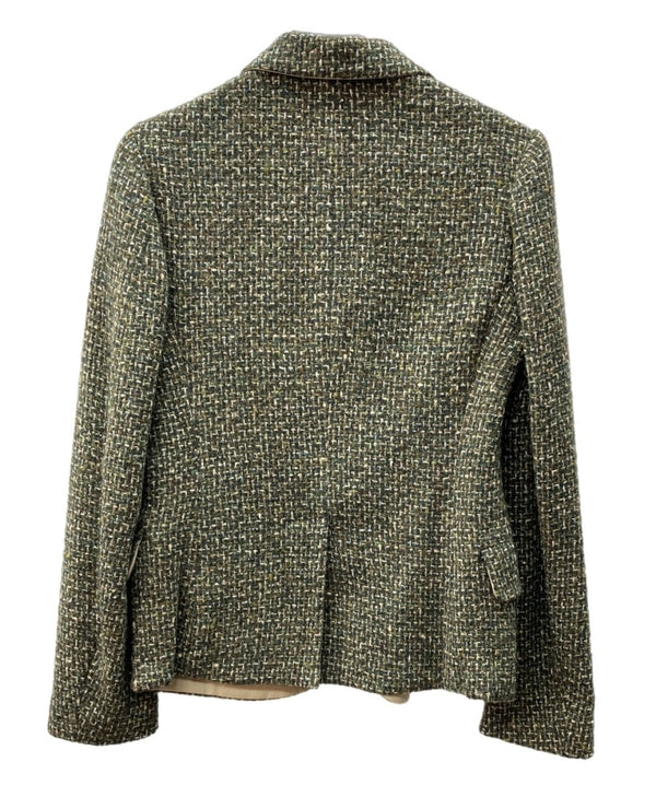 ワイズ Y's ヨウジヤマモト Yohji Yamamoto 3B ツイード テーラード TWEED TAILORED JACKET ウール シルク混 シングルブレステッド KHAKI GREEN 緑 BEIGE ベージュ YC-J59-552 ジャケット カーキ SIZE2 104LT-177