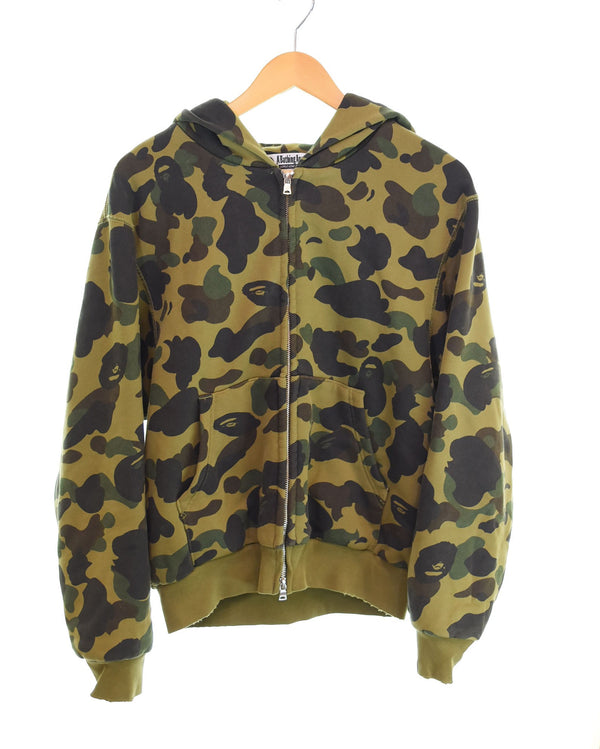 ア ベイシング エイプ A BATHING APE 1st Camo Heavy Wash Cropped Fit Zip Hoodie ファースト カモ ウォッシュ加工 ジップ 001ZPL301308M パーカ グリーン Sサイズ 103MT-2410