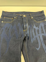 リベンジ REVENGE デニムパンツ インディゴ 刺繍ロゴ y2k 青 デニム ブルー Sサイズ 101MB-758