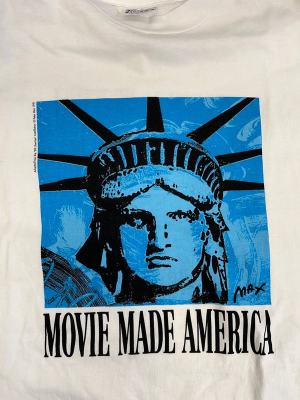 ヴィンテージ vintage 90s ©1991 Peter Max 89 Liberties movie made america 自由の女神 プリントTシャツ アートTシャツ 袖シングル XL Tシャツ LLサイズ 101MT-4673