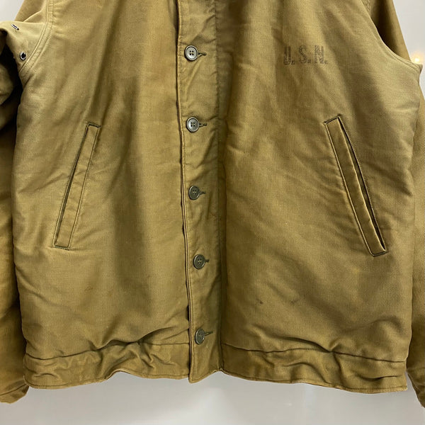 【曜日割引対象外】 ヴィンテージ vintage 40's U.S.NAVY N-1 DECK JAKET USN ピケ ジャケット カーキ 201MT-3583 VB