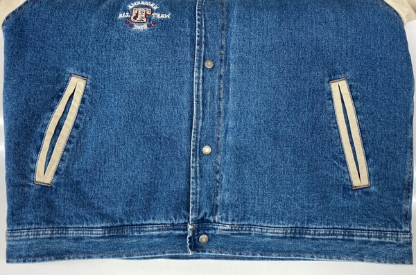 ヴィンテージ vintage Disney ディズニー STADIUM JACKET スタジアム ジャケット スタジャン ティガー デニム ボタン アウター インディゴ 青 ジャケット キャラクター ブルー Lサイズ 104MT-1797