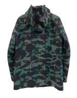 ア ベイシング エイプ A BATHING APE BAPE サルカモ ダッフルコート フード付き カモフラ 迷彩 ライン ジャケット カーキ Sサイズ 101LT-153