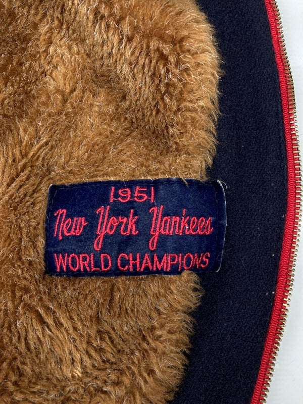 ミッチェルアンドネス Mitchell & Ness 1951 AUTHENTIC WOOL VARSITY JACKET ウール バーシティ ジャケット NEWYORK YANKEES ジップアップ 野球 アウター 紺 ジャケット ロゴ ネイビー Lサイズ 104MT-2149