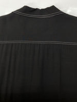 ヨウジヤマモト Yohji Yamamoto POUR HOMME OPEN SHIRT オープン シャツ ホワイトステッチ ブラウス 長袖 薄手 黒 HR-B49-249 サイズ 4 ジャケット 無地 ブラック 104MT-2118