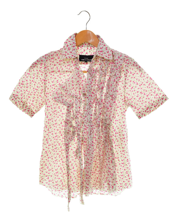 トリココムデギャルソン tricot COMME des GARCONS AD2004 00s 00's 変形ブラウス フロントホック 2way TO-B036 半袖シャツ ホワイト Sサイズ 103LT-127