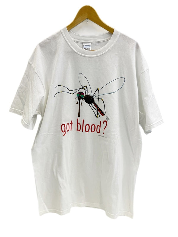 ヴィンテージ vintage 90s ©1999 Mosquito got Blood? TOM GRIFFIN アートTシャツ プリント  XL Tシャツ ホワイト LLサイズ 101MT-4675